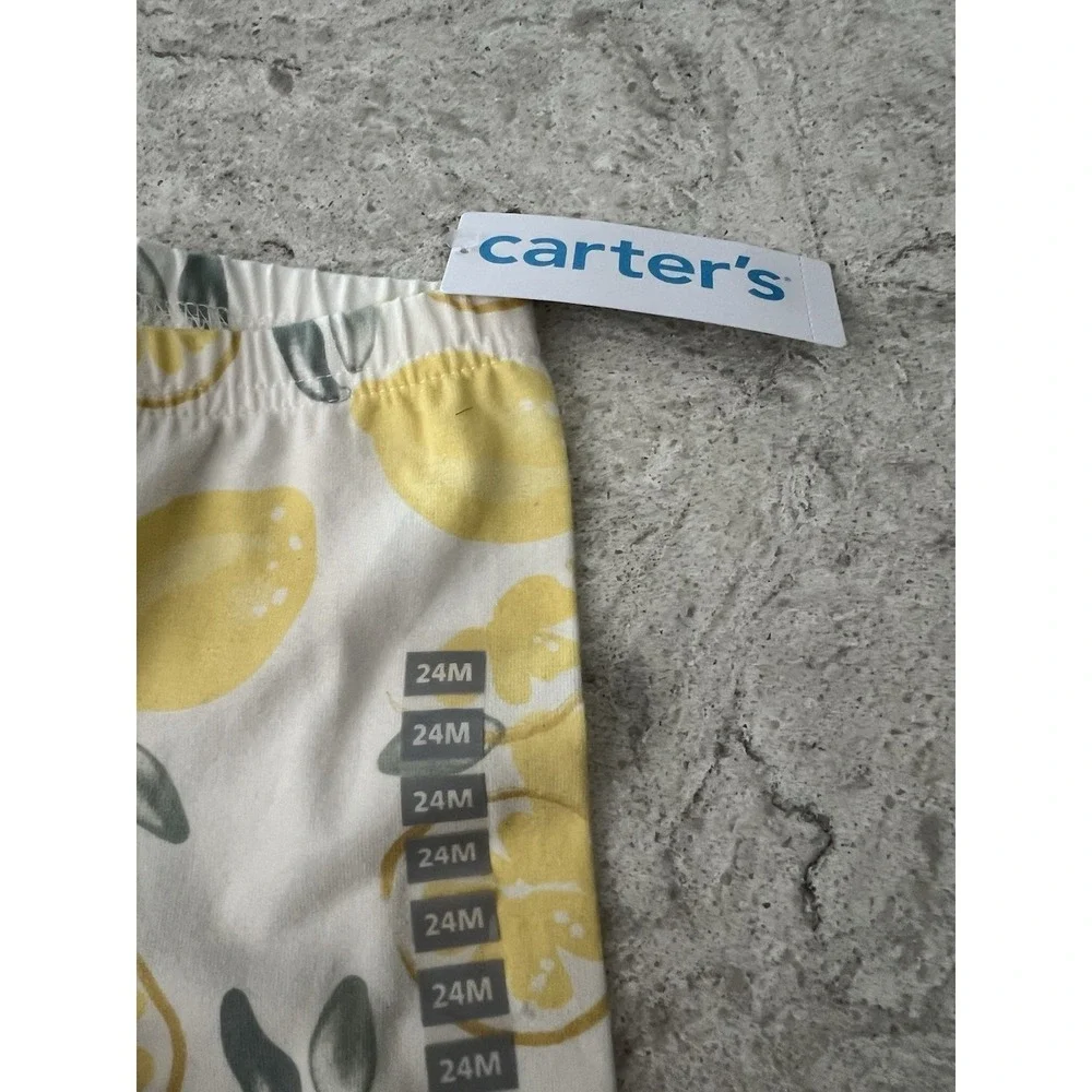 Carters Toddler‎ Girls 24M 2 Pack Shorts 24M Lemons & Tie Dye Hearts Pink Yellow